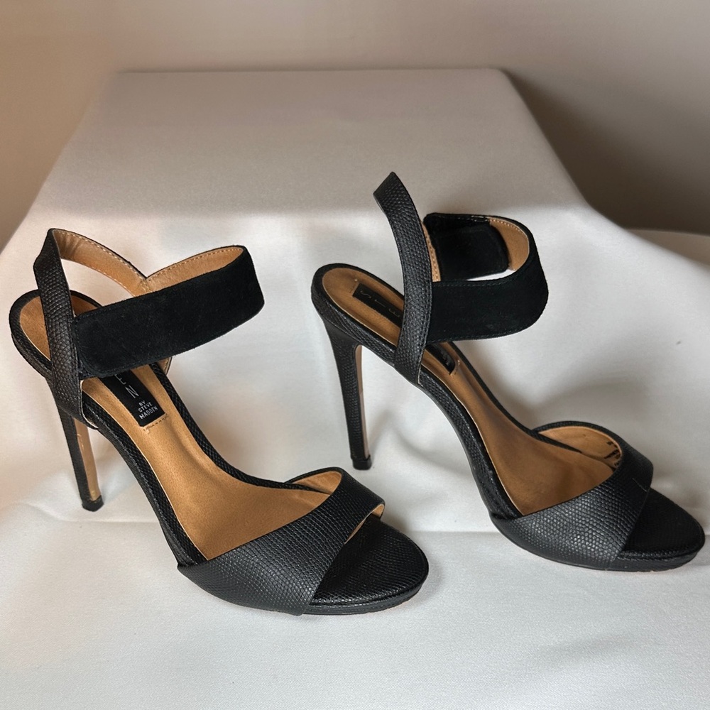 STEVEN BY STEVE MADDEN Sz 6.5 Razzle Embossed Lizard and Suede 4” Dressy Heels